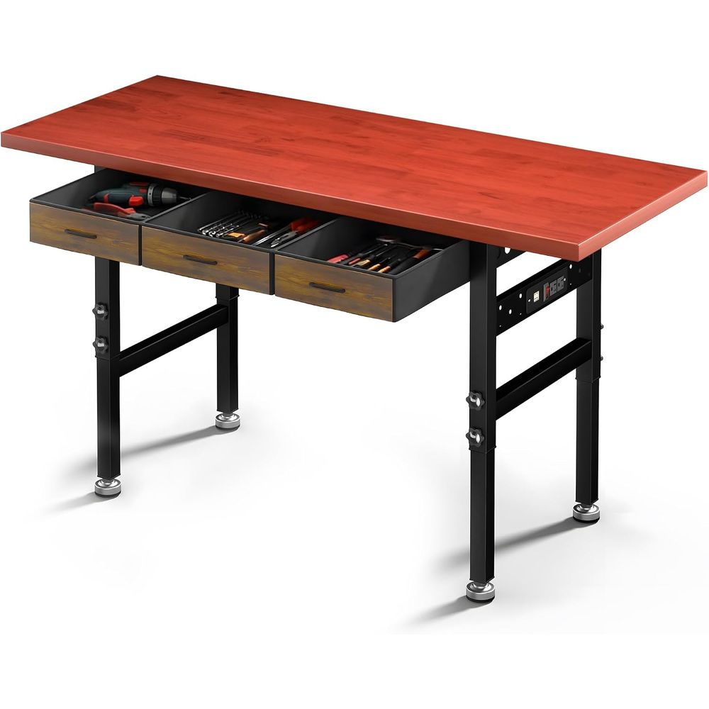 Workbench Woodworking - 60 inç Ayarlanabilir Yükseklikte Çalışma Tezgahı,