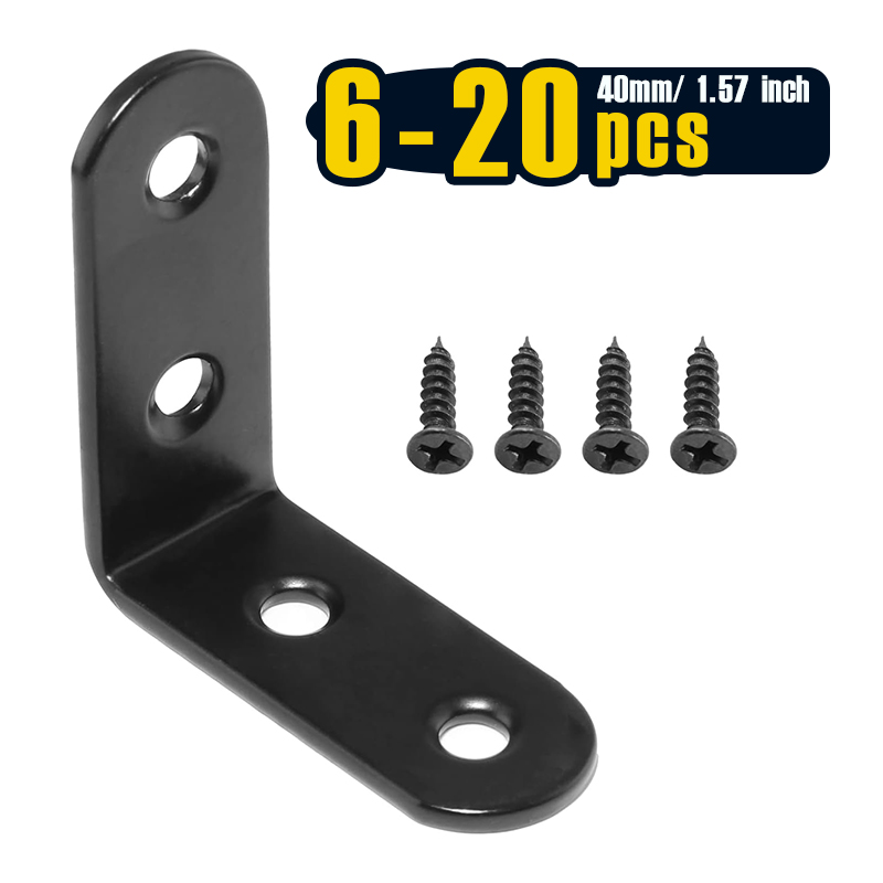Woodworking Joint Types - 6-20 Adet Siyah Köşe Desteği L
