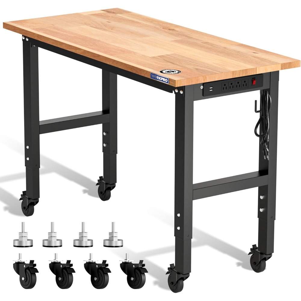 Workbench Woodworking - Garaj Tezgahı, 48X22 Ayarlanabilir Tekerlekli ve