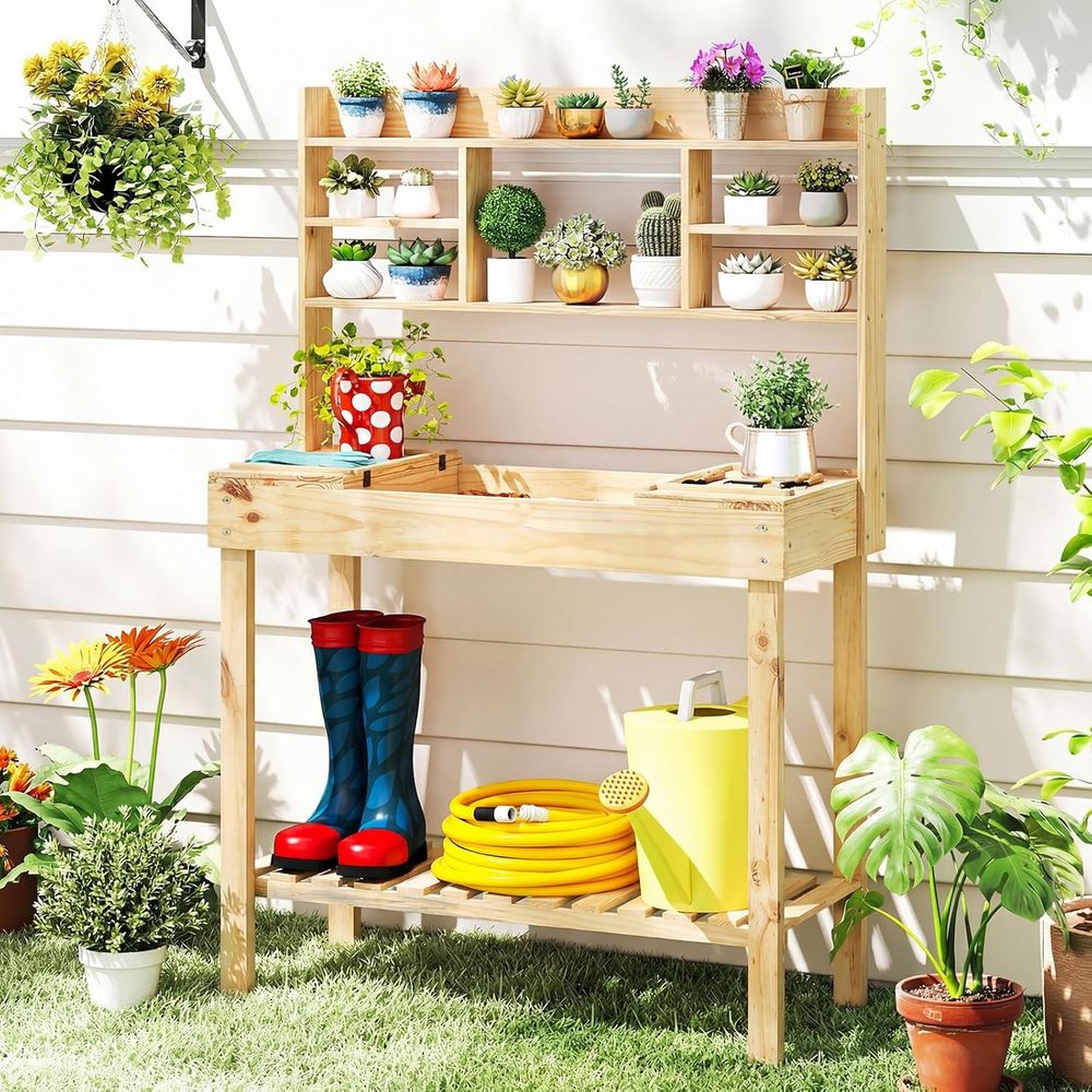 Workbench Woodworking - Saksı Dikim Masası, 60” Ahşap Bahçe