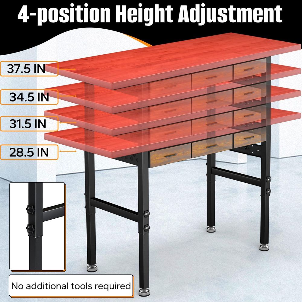 60 inç Ayarlanabilir Yükseklik - Workbench Woodworking incelemesi ve fiyatı