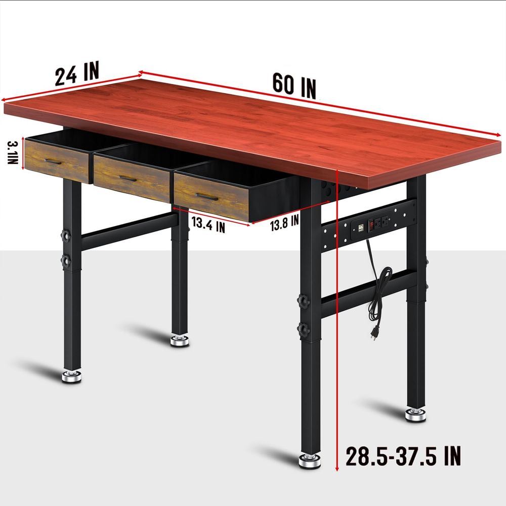 60 inç Ayarlanabilir Yükseklik - Workbench Woodworking incelemesi ve fiyatı